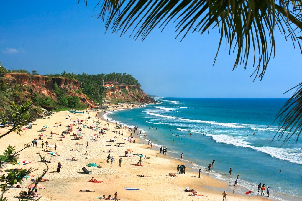 Main beach in Varkala, Kerala, India